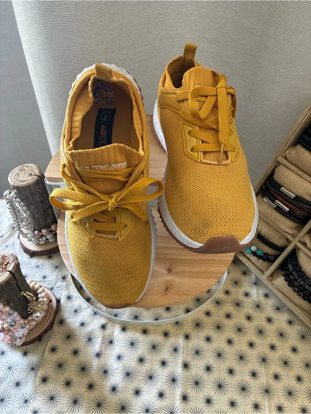 U.S. Polo Assn. Mustard Yellow Knit Slip-On Sneakers